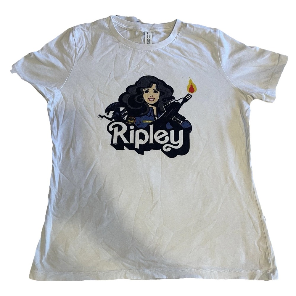 Ripley Alien Tshirt Women's Medium White Short Sleeve Graphic Tee Crew Neck